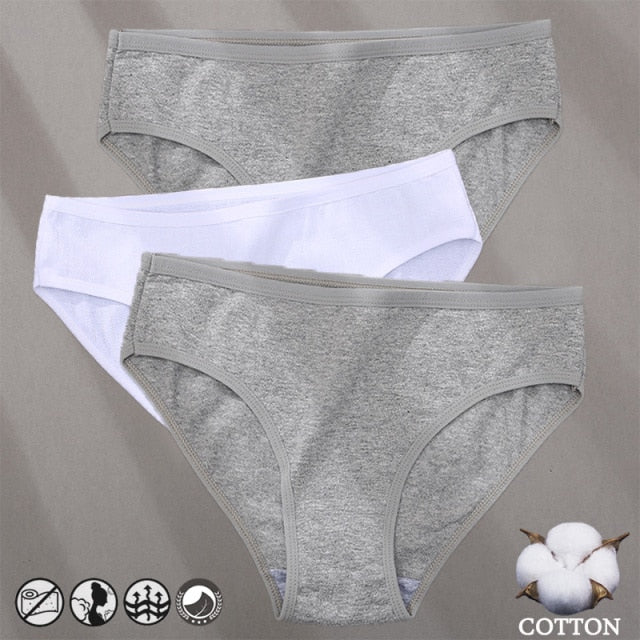 Three-pack cotton mix panties from The Clothing Company Sydney featuring jacquard design, solid colors, and comfortable underwear style.
