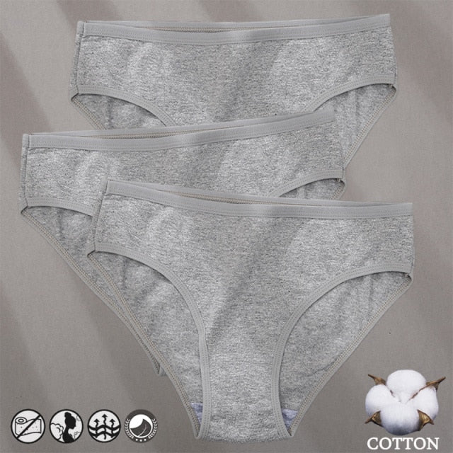 Three-pack cotton mix panties from The Clothing Company Sydney featuring jacquard design, solid colors, and comfortable underwear style.