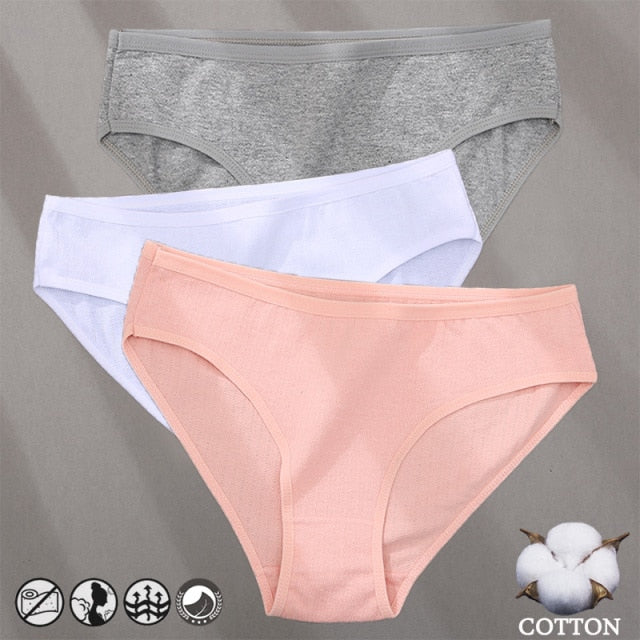 Three-pack cotton mix panties with jacquard pattern, solid colors, and comfortable underwear design from The Clothing Company Sydney.