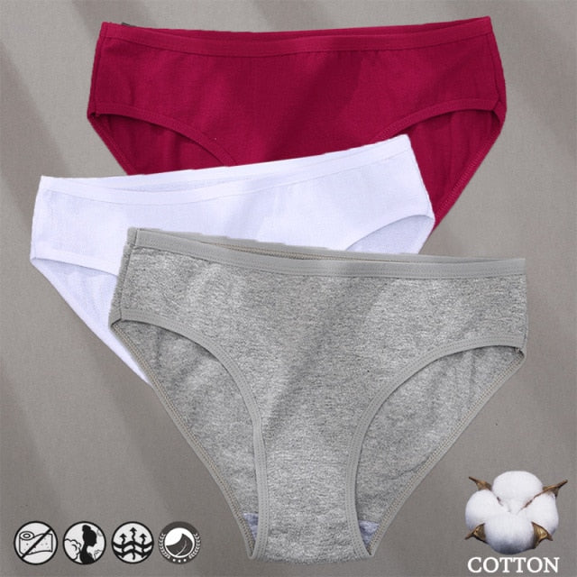 Three-pack cotton mix panties with jacquard design, solid colors, and comfortable underwear from The Clothing Company Sydney.