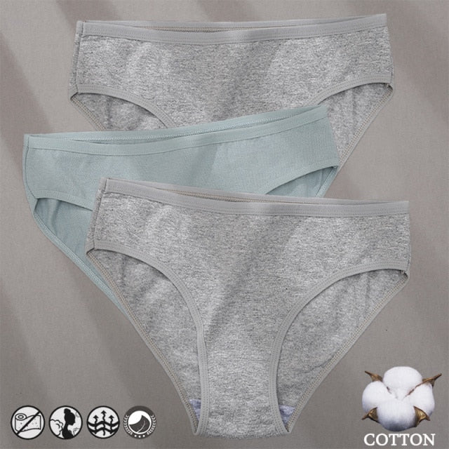 Three-pack cotton mix panties with jacquard design, solid colors, comfortable underwear briefs from The Clothing Company Sydney.