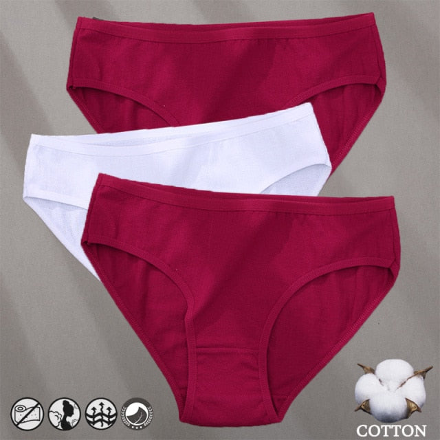 Three-pack cotton mix panties featuring jacquard design, solid colors, and comfortable underwear briefs from The Clothing Company Sydney.