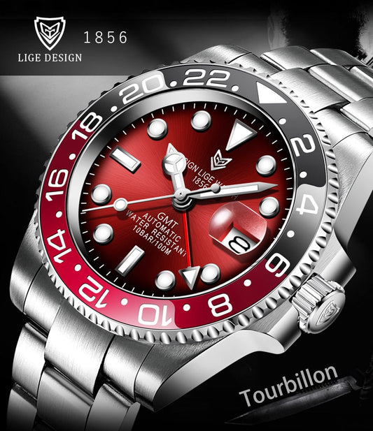 Designer Men's GMT Automatic Mechanical Ceramic Bezel 316L Stainless Steel 100ATM Clock Sapphire Glass Watch The Clothing Company Sydney