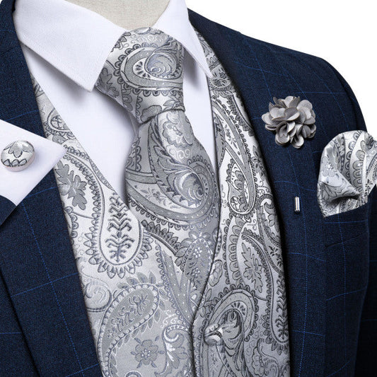 Mens Suit Vest Waistcoat Formal Wedding Groom Sleeveless Vest Hanky Necktie Set The Clothing Company Sydney