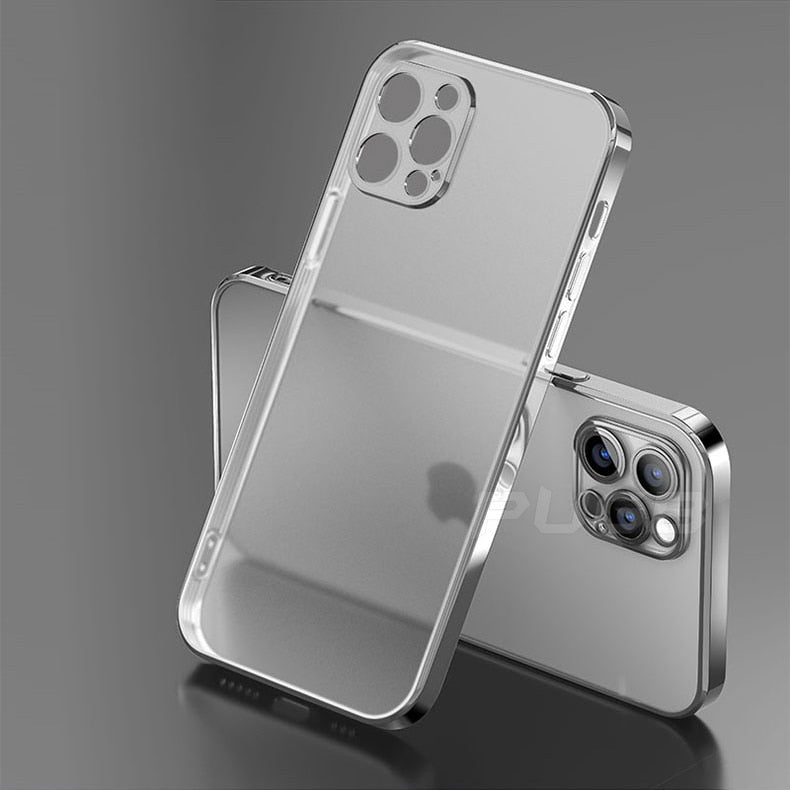 Luxury matte transparent silicone phone case for iPhone 11 to 13 Pro Max, soft shockproof cover from The Clothing Company Sydney.