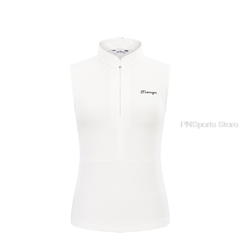 Ladies golf skirt set by The Clothing Company Sydney featuring sleeveless slim top and pleated dry fit tennis skirt.
