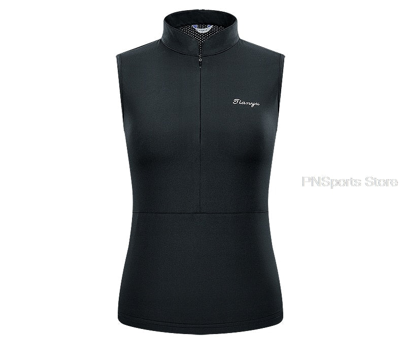 Ladies golf skirt set by The Clothing Company Sydney featuring a sleeveless slim top and pleated tennis skirt for active wear.