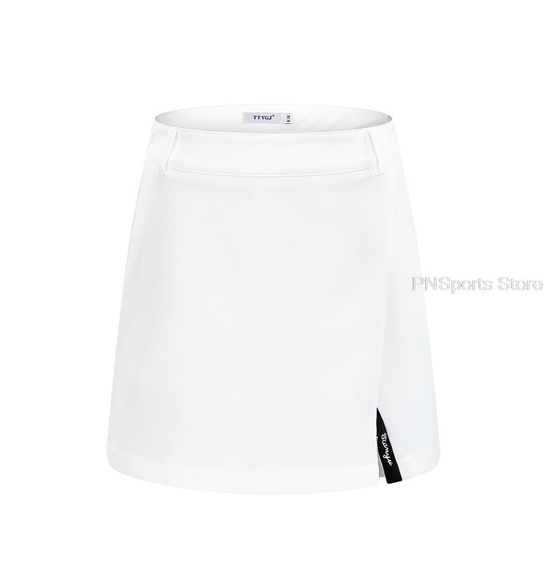 Ladies golf skirt set by The Clothing Company Sydney featuring sleeveless slim top and pleated dry-fit tennis or badminton skirt.