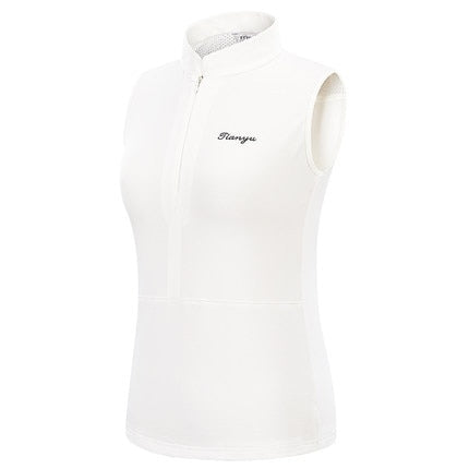 Ladies golf skirt set with sleeveless slim top and pleated dry fit tennis skirt by The Clothing Company Sydney.