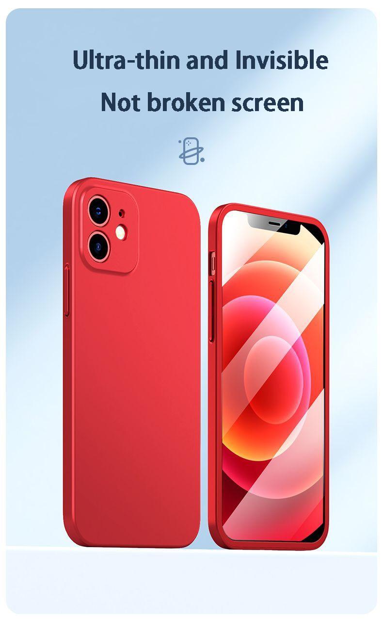 Two-piece iPhone case with 360 front tempered glass and matte back, shockproof PC cover for iPhone 11, 12, 13, and more.