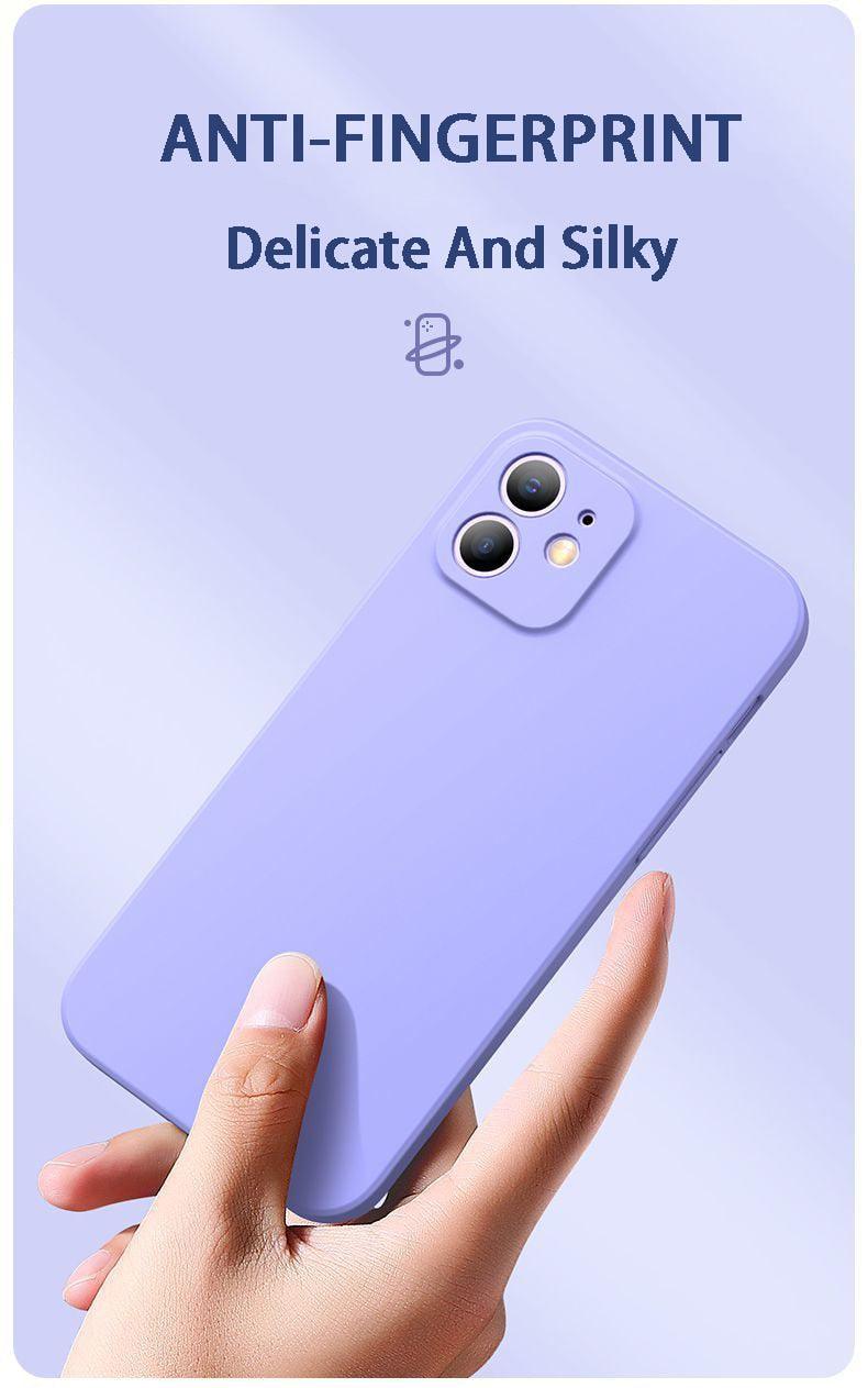 Two-piece iPhone case with 360° tempered glass front and matte back, shockproof PC cover for models 11 to 13, full protection.