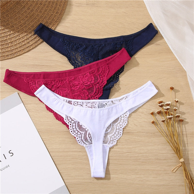 Floral lace G-string panties from The Clothing Company Sydney, featuring hollow-out design and soft, comfortable underwear.