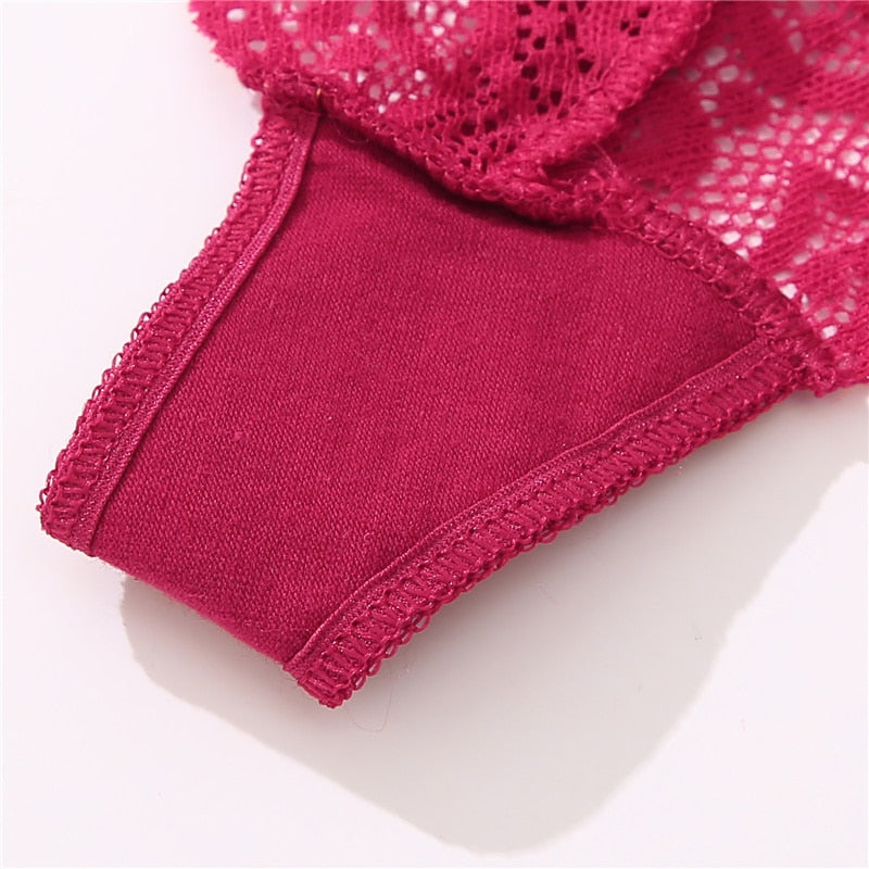 Floral lace G-string panties with hollow-out design, soft and comfortable underwear from The Clothing Company Sydney.