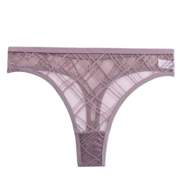 Floral lace G-string panties from The Clothing Company Sydney, featuring hollow-out design and soft, comfortable fabric.