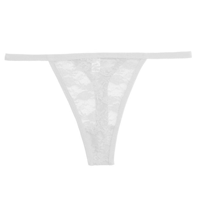 Floral lace G-string panties from The Clothing Company Sydney, featuring hollow-out design and soft, comfortable fit.