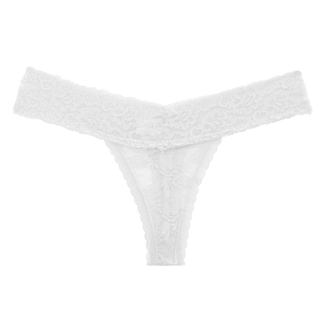 Floral lace G-string panties by The Clothing Company Sydney featuring hollow-out design and soft, comfortable underwear.