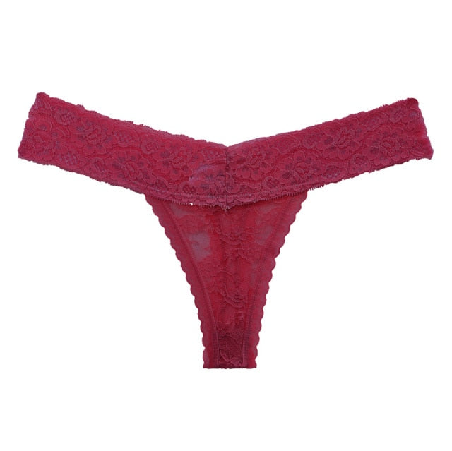 Floral lace G-string panties with hollow-out design, soft and comfortable underwear from The Clothing Company Sydney.