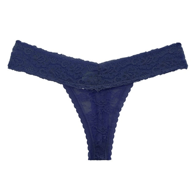 Floral lace G-string panties from The Clothing Company Sydney, featuring hollow-out design and soft, comfortable underwear.