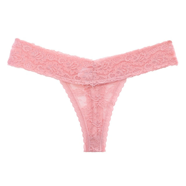 Floral lace G-string panties with hollow-out design from The Clothing Company Sydney, soft and intimate underwear for women.