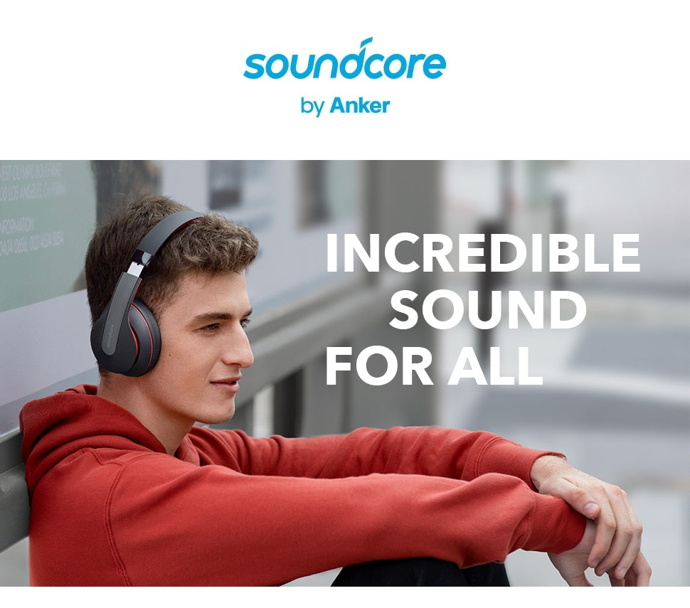 Anker Soundcore Life Q10 wireless Bluetooth foldable headphones with Hi-Res audio, shown from a side view with padded ear cups.