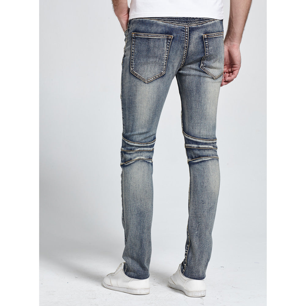 Biker skinny stretch casual jeans by The Clothing Company Sydney, showing fitted denim pants with a casual style and stretch fabric.