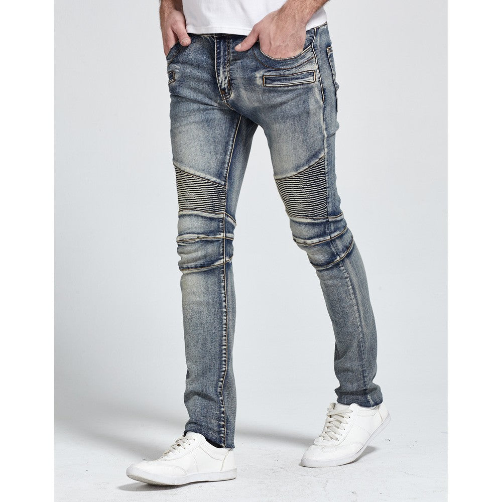 Black biker skinny stretch casual jeans by The Clothing Company Sydney, fitted pants with a modern casual style.
