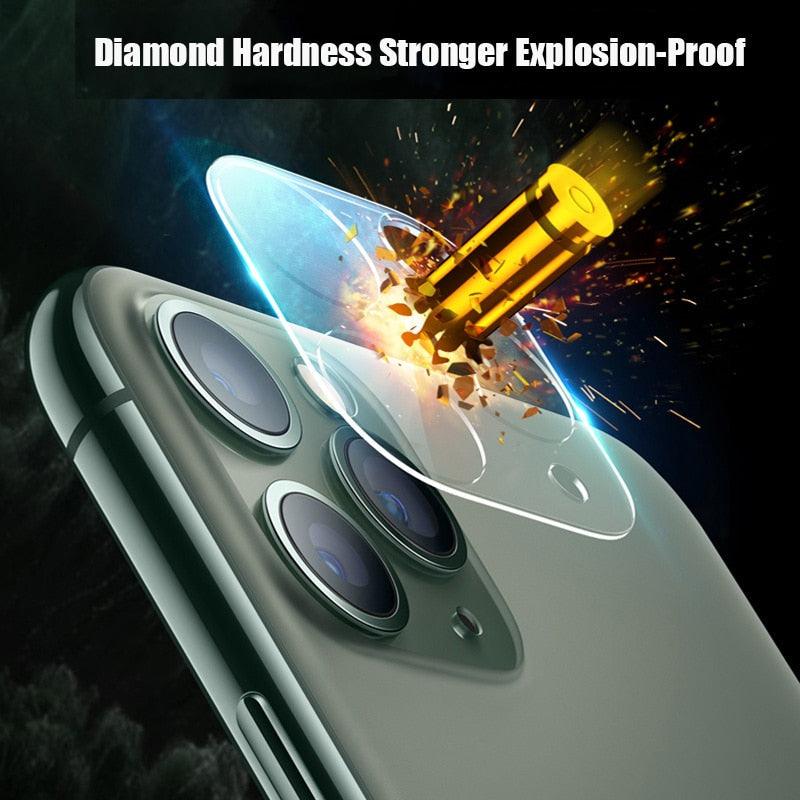 Two tempered glass camera protection covers for iPhone 11, 12, 13 Pro Max, with full cover screen protector from The Clothing Company Sydney