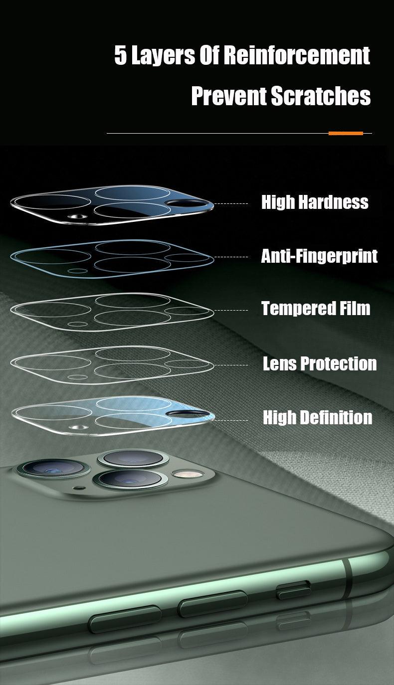 Two tempered glass camera protection covers for iPhone 11, 12, 13 Pro Max, full cover screen protectors from The Clothing Company Sydney.