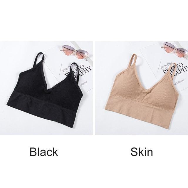 Two seamless U-type backless bralettes from The Clothing Company Sydney, wire-free push-up bras in a soft, supportive design.
