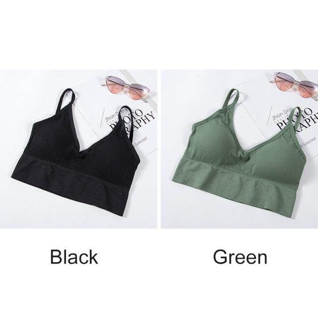 Two seamless U-type backless bralettes from The Clothing Company Sydney, wire-free push-up bras with no hooks or wires.