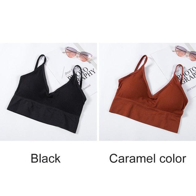 Two seamless backless bralettes by The Clothing Company Sydney, U-type design, wire-free, push-up, and comfortable undergarments.