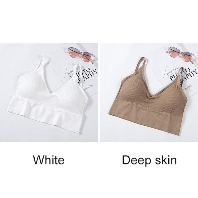 Two seamless U-type backless bralettes from The Clothing Company Sydney, wire-free push-up bras in a comfortable, lightweight design.