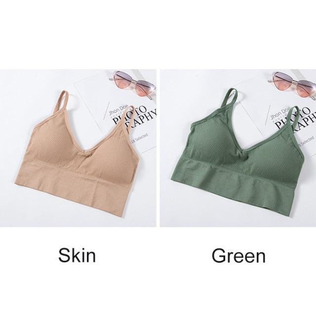 Two seamless U-backless bralettes from The Clothing Company Sydney, wire-free push-up bras in a comfortable, lightweight design.