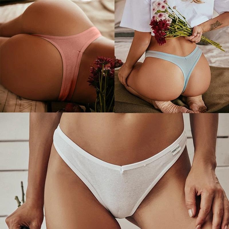 Two-pack cotton mix G-string thong underwear with V-waist design, from The Clothing Company Sydney, showing front view of briefs.