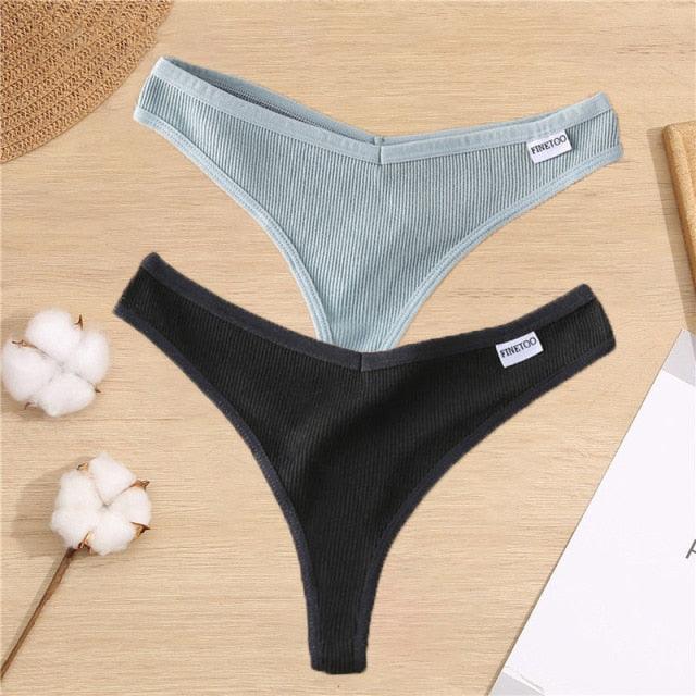 Two-pack cotton mix G-string thong underwear with V-waist design, from The Clothing Company Sydney, displayed on a flat surface.