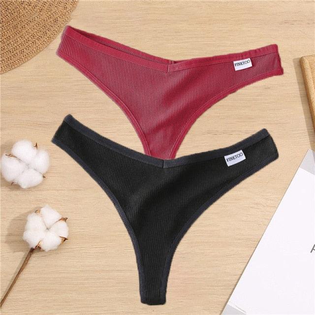 Two pack cotton mix G-string thong underwear with V-waist design from The Clothing Company Sydney, featuring comfortable, seamless briefs.