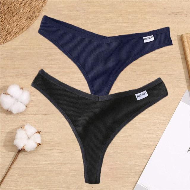 Two-pack cotton mix G-string thong underwear with V-waist design from The Clothing Company Sydney, featuring comfortable, minimalist lingerie.