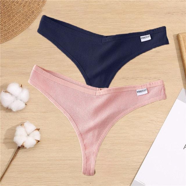 Two-pack cotton mix G-string thong underwear with V waist design from The Clothing Company Sydney, featuring comfortable lingerie briefs.