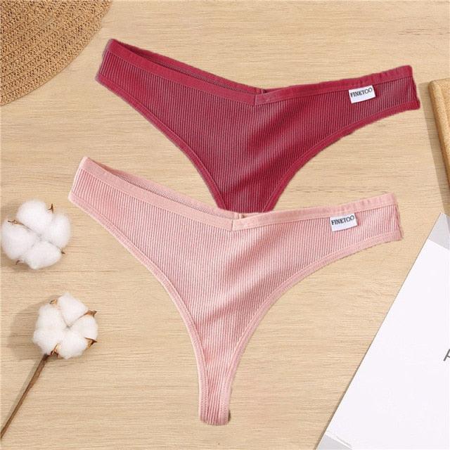 Two-pack cotton mix G-string thong underwear with V-waist design, from The Clothing Company Sydney, featuring comfortable lingerie briefs.