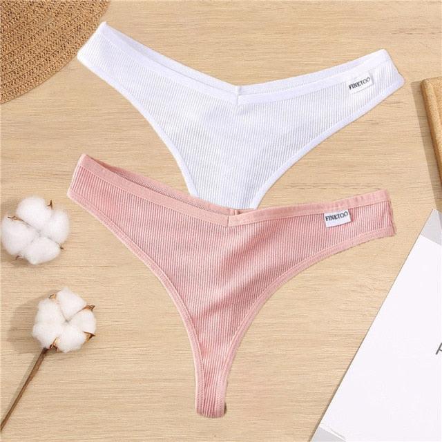 Two-pack cotton mix G-string thong underwear with V-waist design from The Clothing Company Sydney, displayed flat on a white background.
