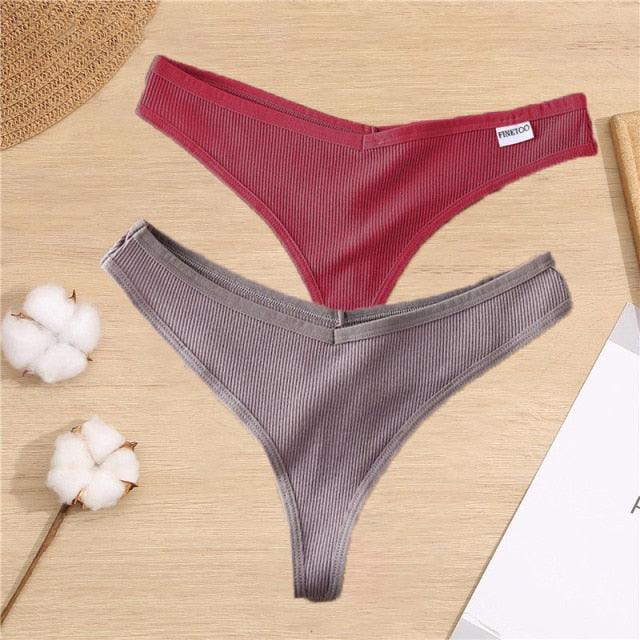 Two-pack cotton mix G-string thong underwear with V waist design, from The Clothing Company Sydney, showing front view of underpants.