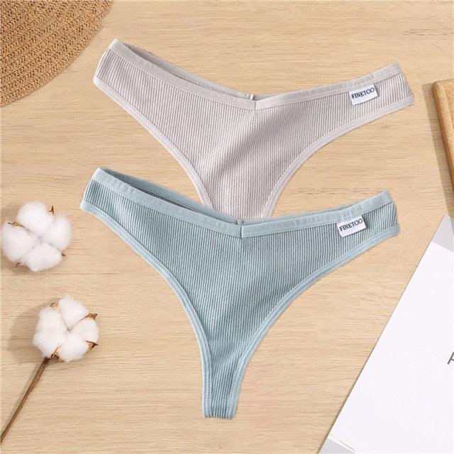 Two-pack cotton mix G-string thong underwear with V-waist design from The Clothing Company Sydney, featuring comfortable, breathable panties.