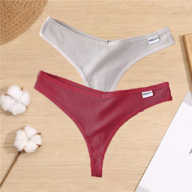 Two pack of cotton mix G-string thong underwear from The Clothing Company Sydney, featuring V-waist design and comfortable briefs.