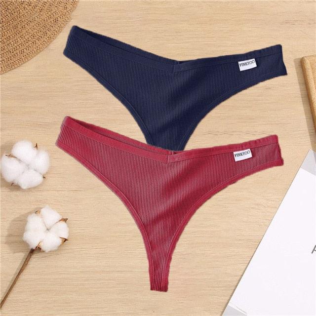 Two pack Cotton Mix G-string thong underwear with V-waist design, from The Clothing Company Sydney. White and beige briefs displayed.