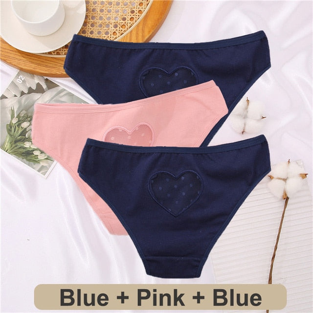 Three-pack of The Clothing Company Sydney heart-shaped hollow-out cotton low-waist seamless panties for comfortable everyday underwear.