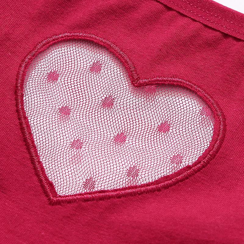 Two-pack cotton mix panties by The Clothing Company Sydney, low-waist briefs with heart hollow-out design and seamless construction.
