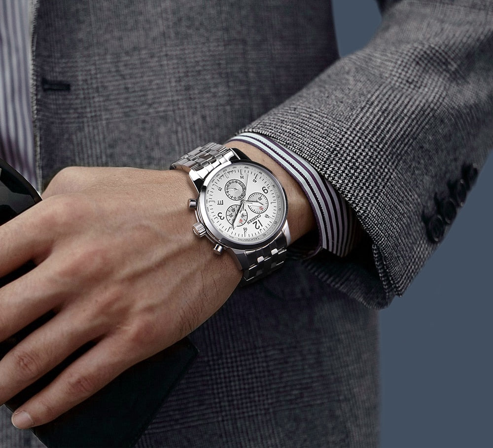 CADISEN men's luxury sports quartz watch with sapphire crystal, waterproof chronograph, Swiss ISA Cal.8171 movement from The Clothing Company Sydney