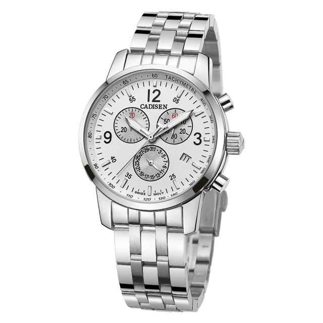 CADISEN men's sports quartz watch with Swiss ISA Cal. 8171 movement, sapphire crystal, waterproof chronograph from The Clothing Company Sydney
