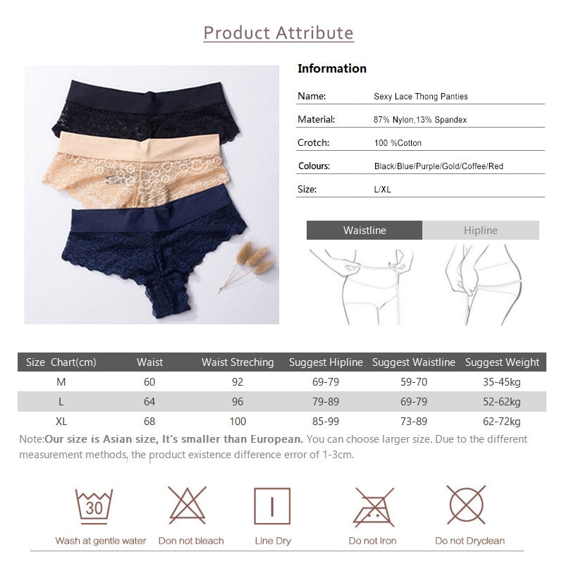 Ultra soft lace thong underwear by The Clothing Company Sydney, seamless cotton mix briefs with delicate lace detailing.