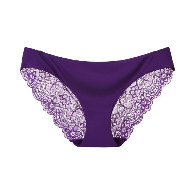 Lace plus size underwear panties by The Clothing Company Sydney featuring transparent low-rise cotton briefs.